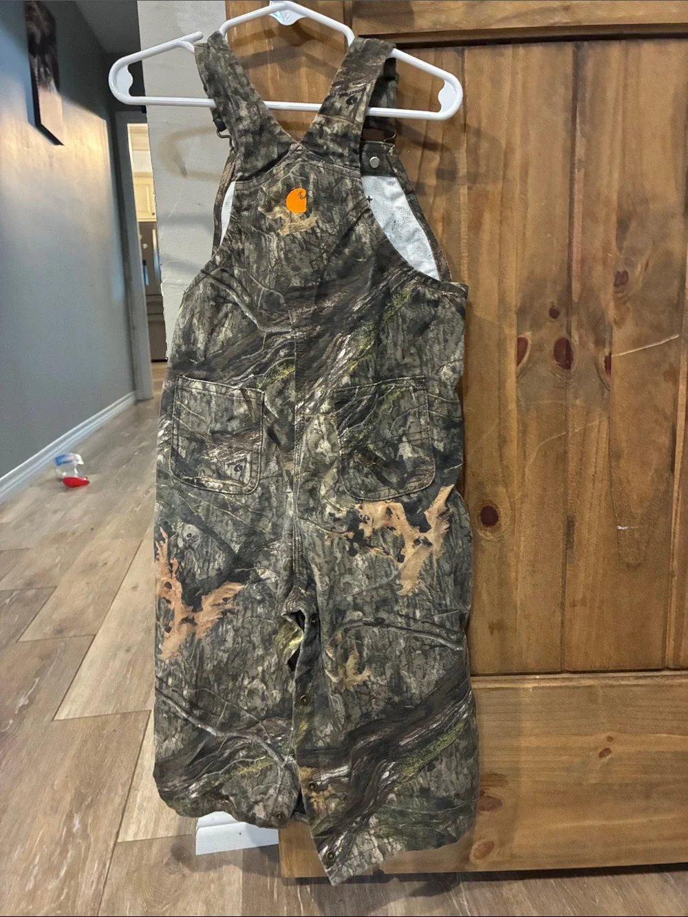 Carhartt Kids Camo Overalls in Brown and Green